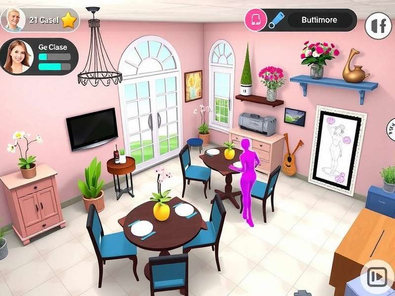 My Cafe: Recipes & Stories Cafe Interior My Cafe: Recipes & Stories gameplay showing a beautifully decorated cafe